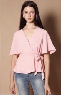 TSW Flutter Sleeve Wrap Top size s