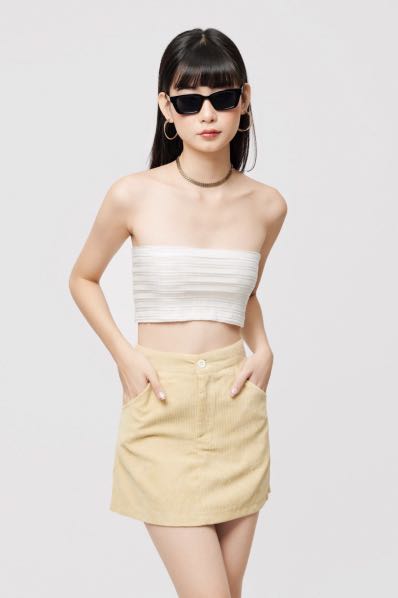 Beige velvet skirt hot sale
