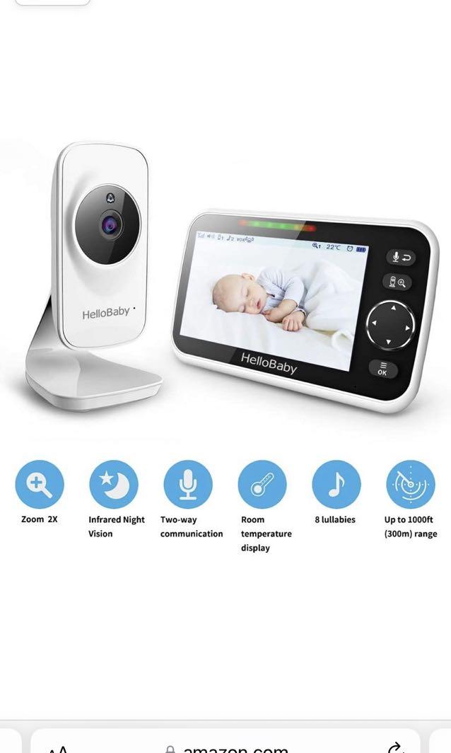 Video Baby Monitor with Camera and Audio, 5 Color LCD Screen, HelloBaby  Monitor Camera, Infrared Night Vision, Temperature Display, Lullaby, Two  Way Audio and VOX Mode, Babies & Kids, Baby Monitors on