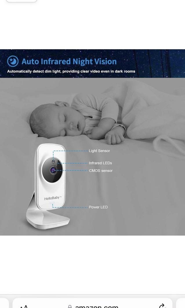 HelloBaby Video Baby Monitor With 5 Color LCD Screen HB50 Infrared