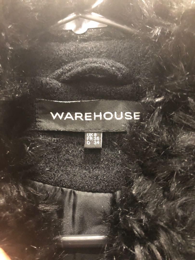 Warehouse brand black wool winter coat jacket