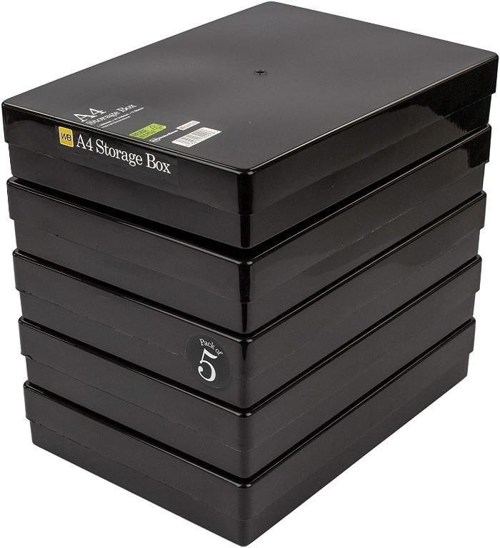 WestonBoxes A4 Plastic Craft Storage Boxes with Lids for Art Supplies, Paper and Card 3.6