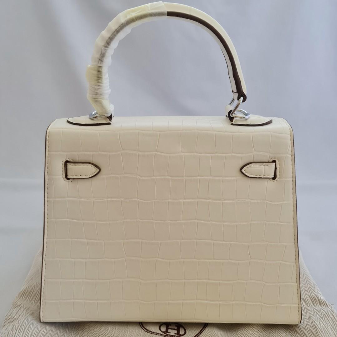 White Croc Kelly 25 Top Handle/Sling Bag, Women's Fashion, Bags & Wallets,  Purses & Pouches on Carousell