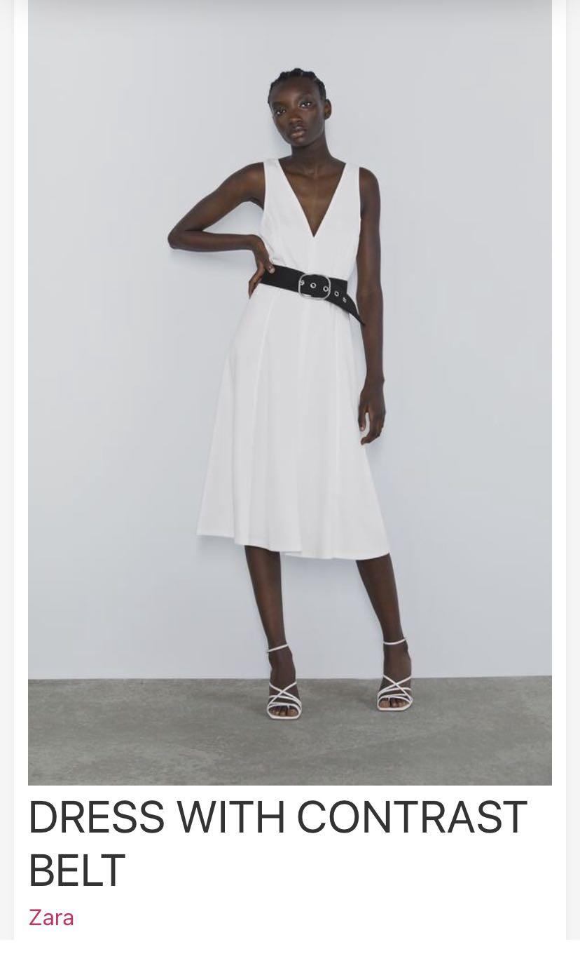 Zara dress hotsell with contrasting belt