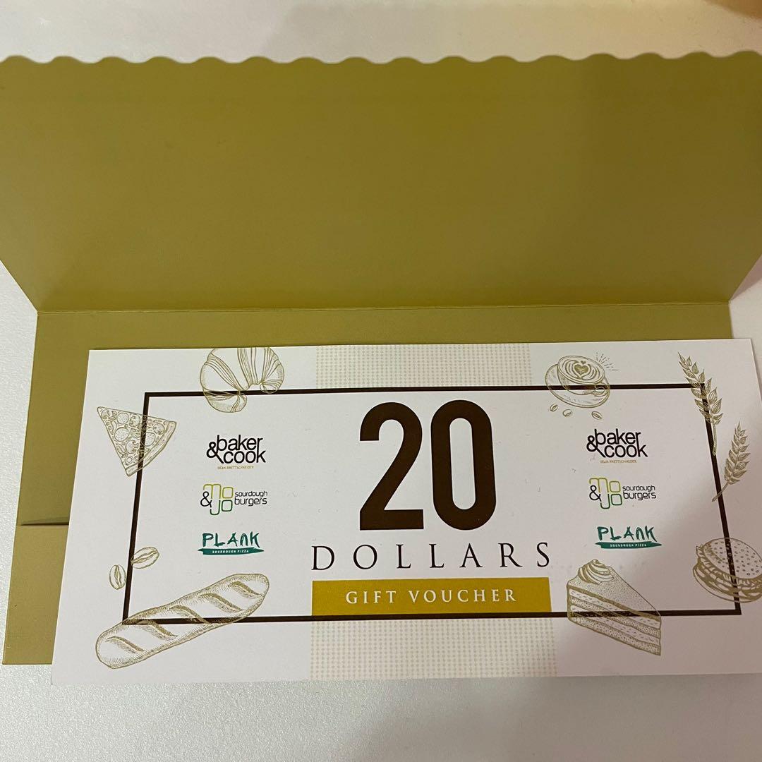 20 Gift Voucher (Baker & Cook , Plank Sourdough Pizza, Mo & Jo
