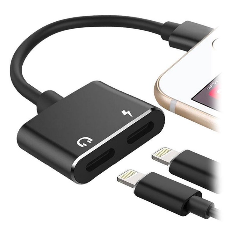 2IN1 CHARGE & AUDIO LIGHTNING ADAPTER BLACK, Computers & Tech