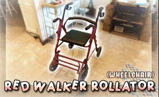 🦽 4-Wheel Walker Wheelchair Rollator Maroon Red
