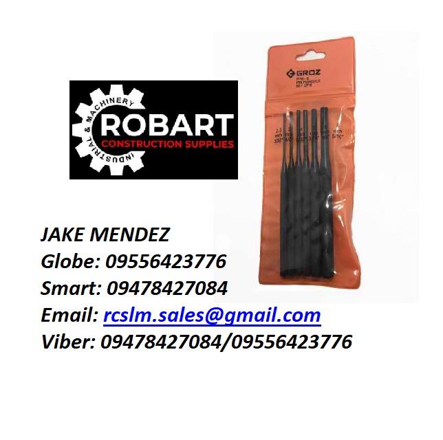 Groz 8-Piece Center Punch Set — Carbon Steel, Hardened Tips For Metal Marking & Drilling