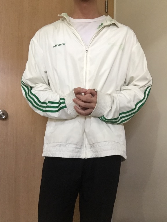 Green and white adidas jacket top