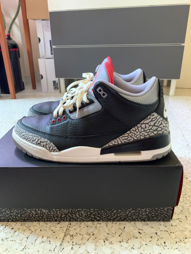 Air Jordan 3 Black Cement Men s Fashion Footwear Sneakers on