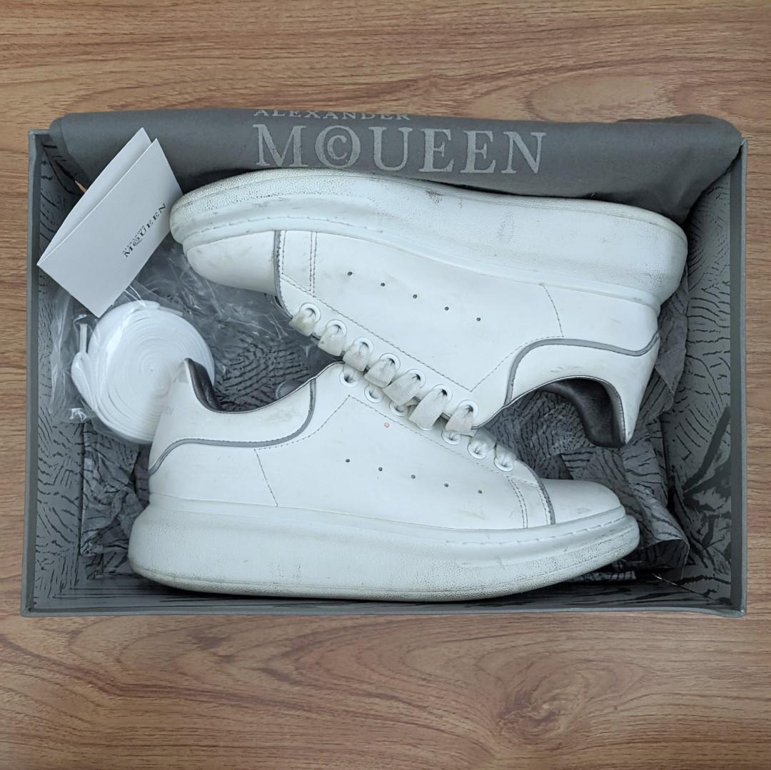Alexander Mcqueen Leather-trimmed Reflective Shell Exaggerated-sole Sneakers  In Silver | ModeSens