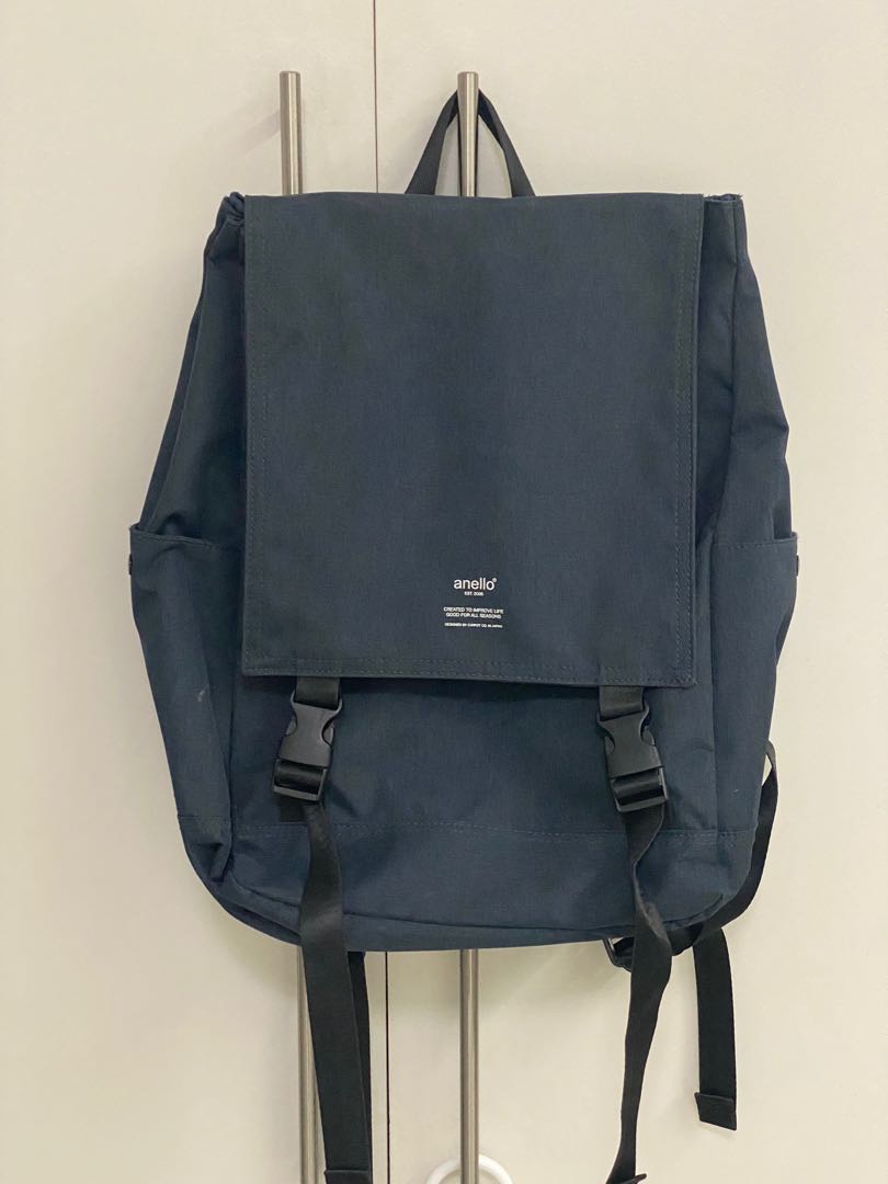 ANELLO Flap Buckle Backpack (Navy Blue), Women's Fashion, Bags