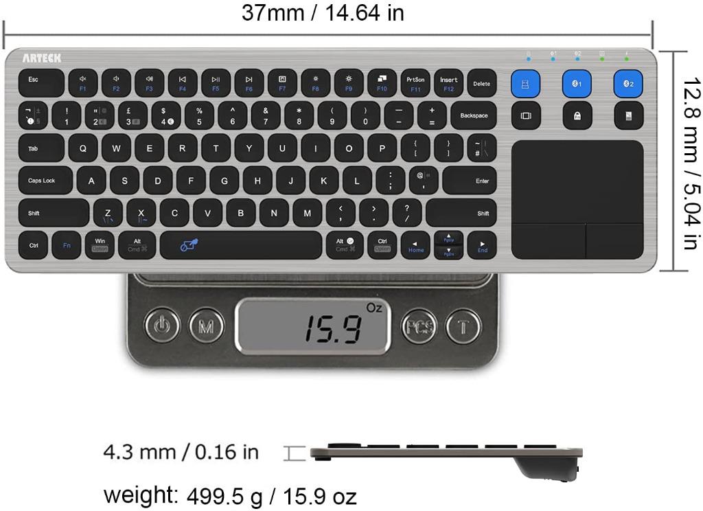 Arteck HD197 Wireless Multidevice Keyboard, Computers & Tech, Parts
