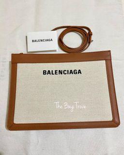 AUTHENTIC Balenciaga Canvas Pochette in Cram/Brown