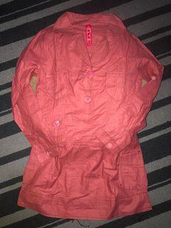Baju atasan hijab kerah kancing dress peach