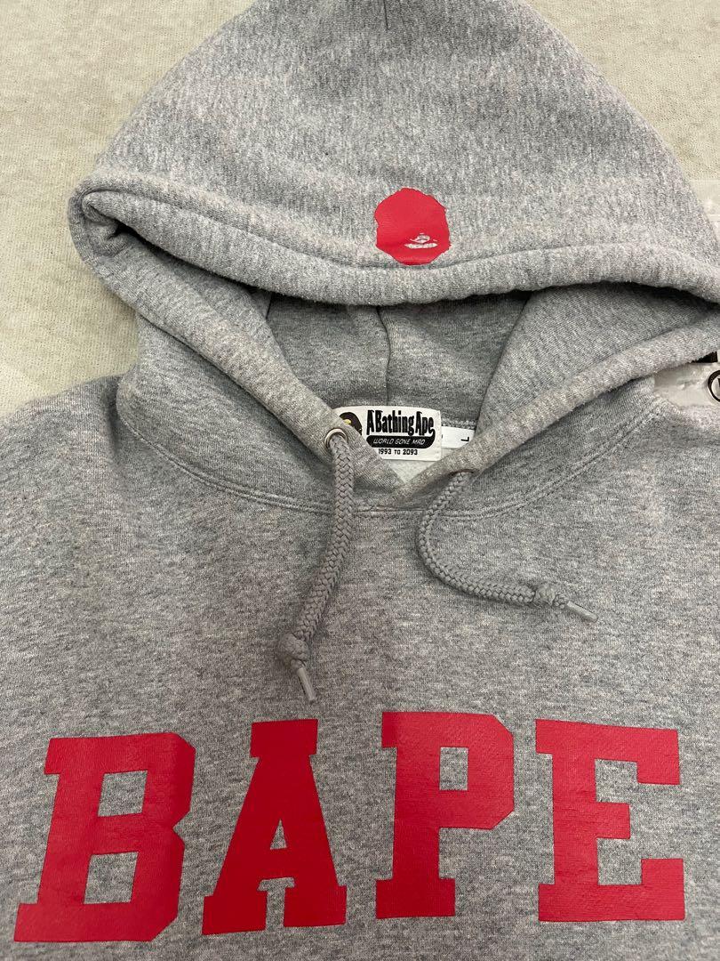 Bape happy new year spell out hoodie grey hot sale
