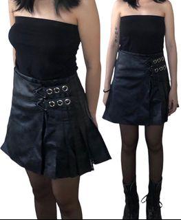 Black-Belted Leather Skirt