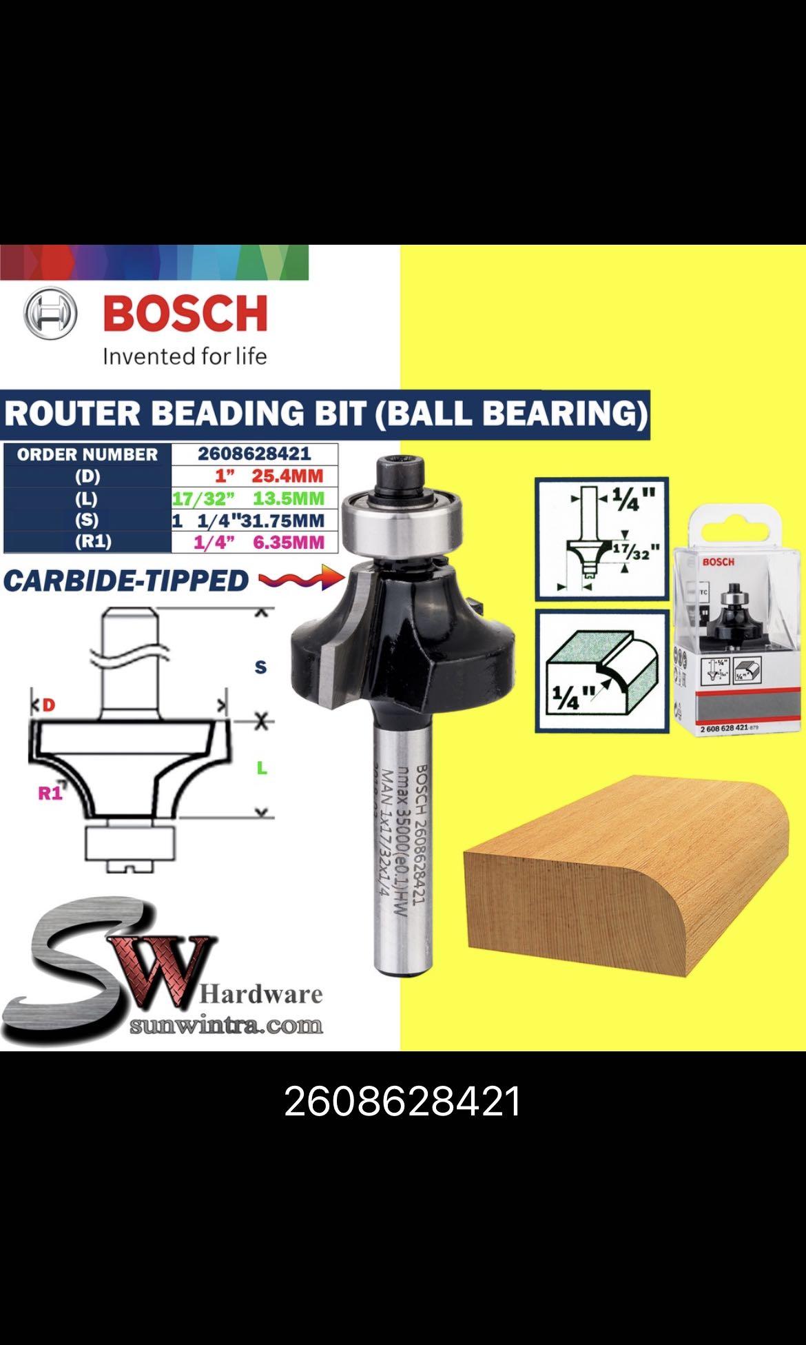 BOSCH router bit 1/4” rounded trim, Hobbies & Toys, Stationery & Craft