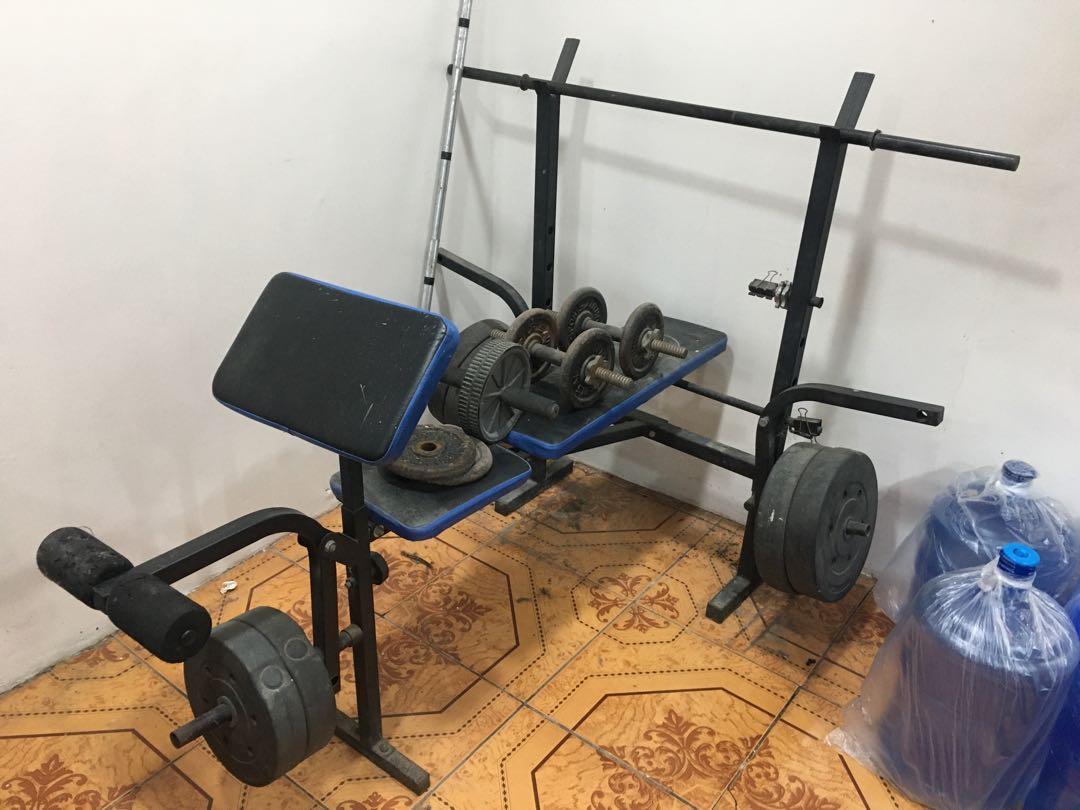 Cap strength bench with 100lb weight set cheap