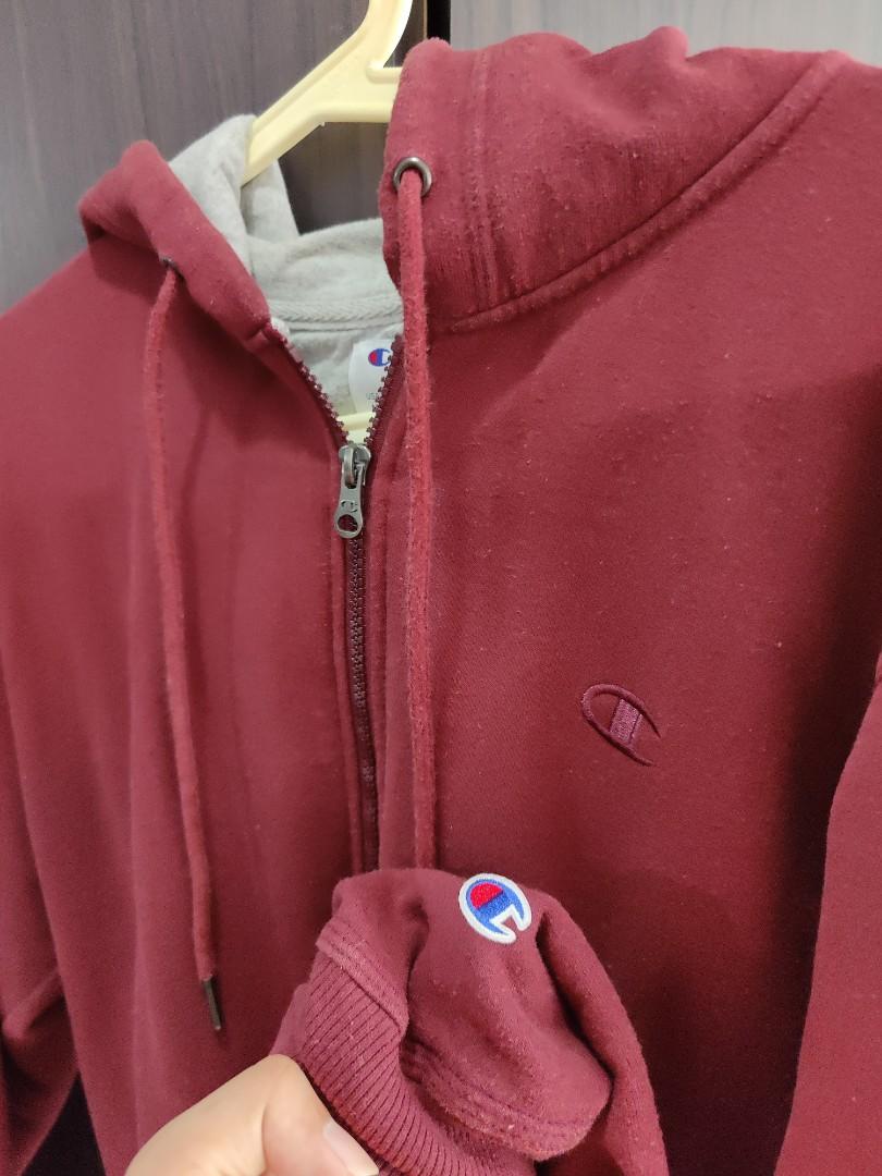 Red champion hoodie zip up online