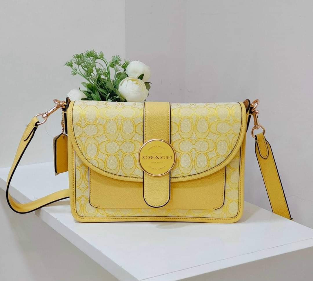 Coach Lonnie Crossbody in Signature Jacquard Gold Retro Yellow Women s Fashion Bags Wallets Cross body Bags on Carousell