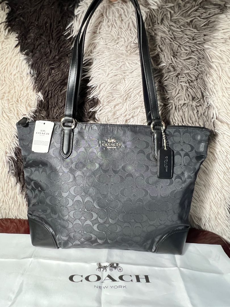 coach signature nylon zip tote
