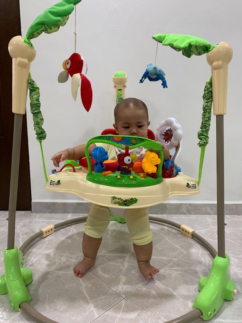 Fisher-Price Baby Bouncer Rainforest Jumperoo Activity Center with Music  Lights Sounds and Developmental Toys, Babies & Kids, Infant Playtime on  Carousell