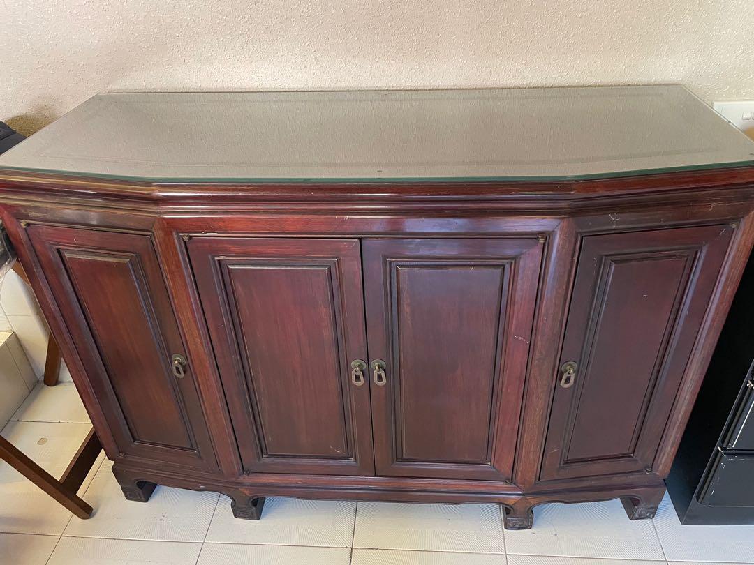 Glass counter top wooden Furniture & Home Living, Furniture