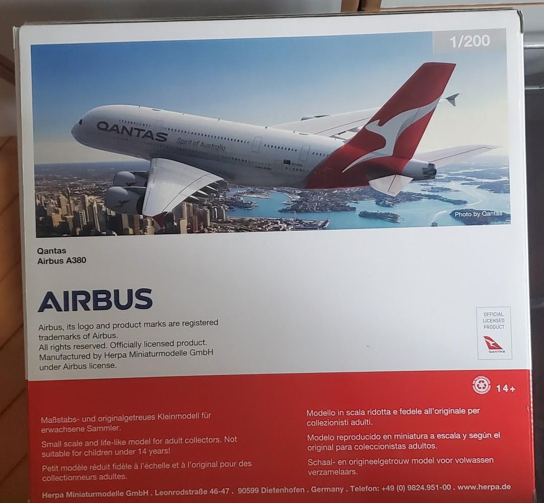 HERPA 1:200 Qantas Airbus A380, 興趣及遊戲, 玩具& 遊戲類- Carousell