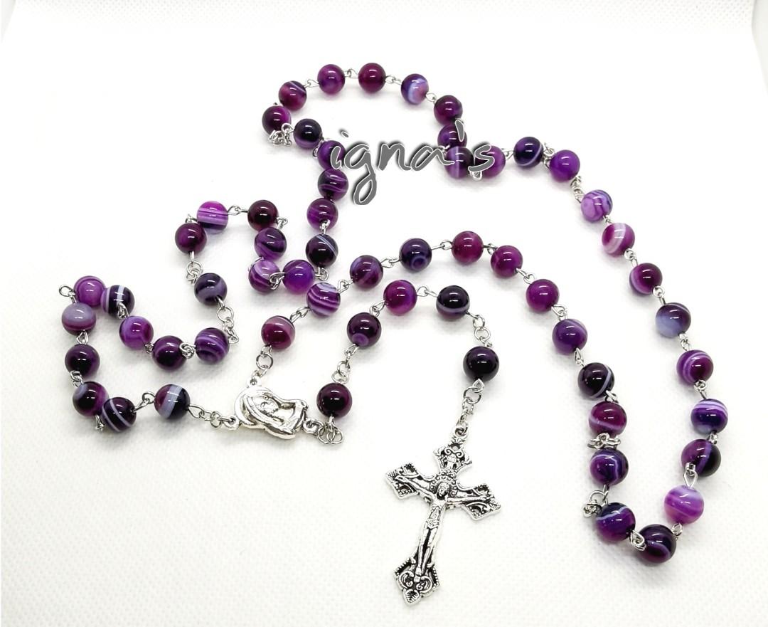 Holy Rosary (Purple Banded Botswana Agate), Hobbies & Toys, Stationery