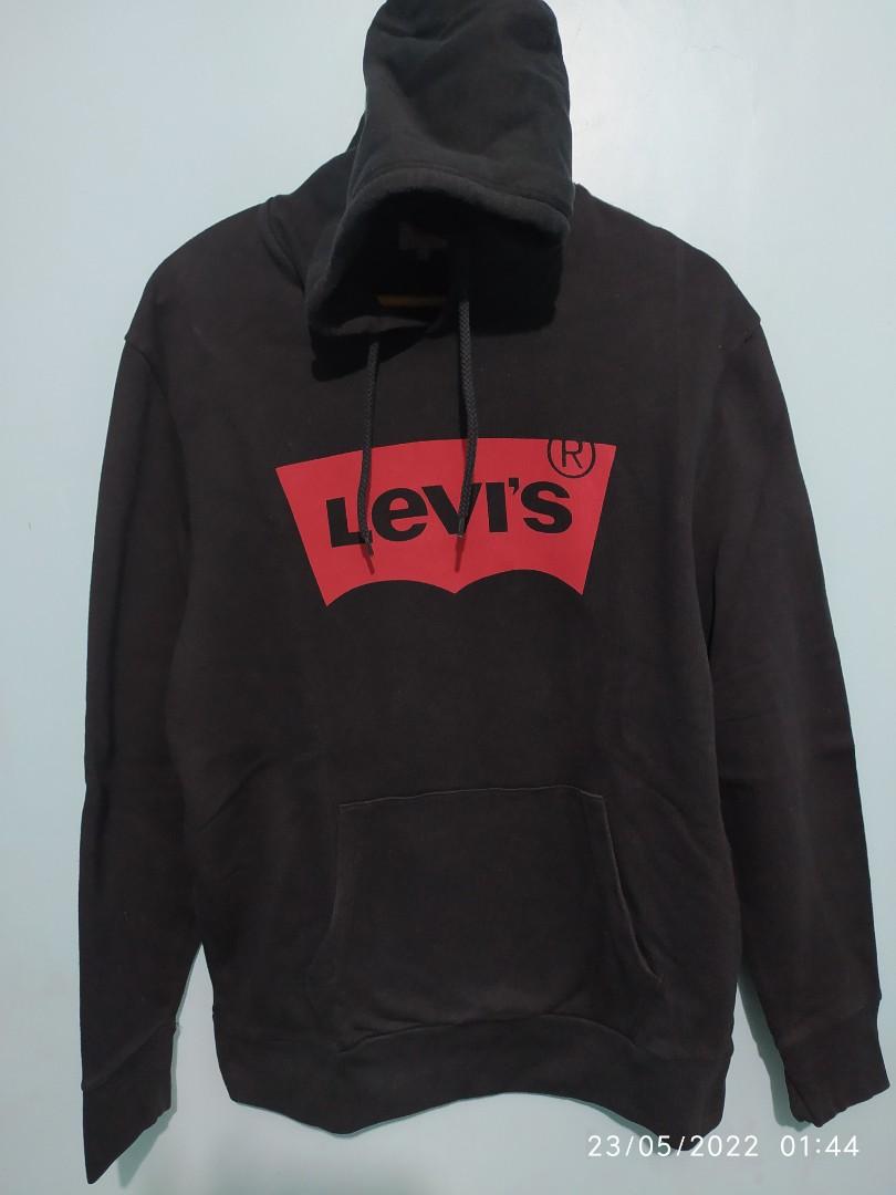 HOODIE LEVI'S BLACK, Fesyen Pria 
