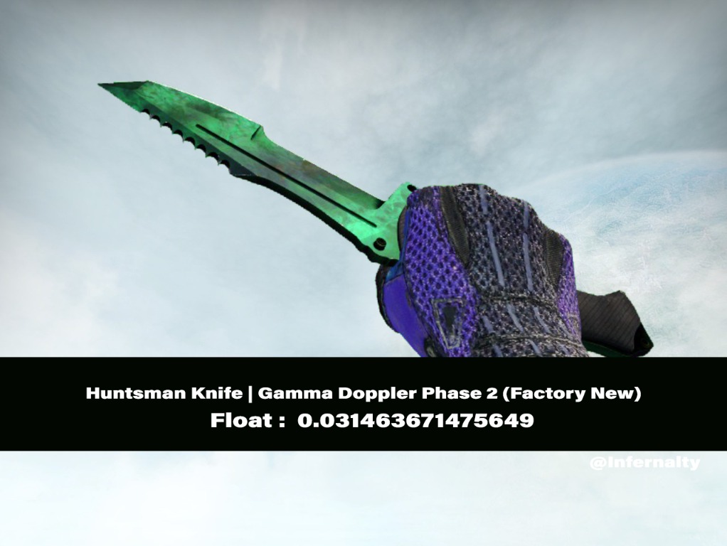 Huntsman Knife Gamma Doppler Phase 2 FN CSGO SKINS KNIVES, Video Gaming