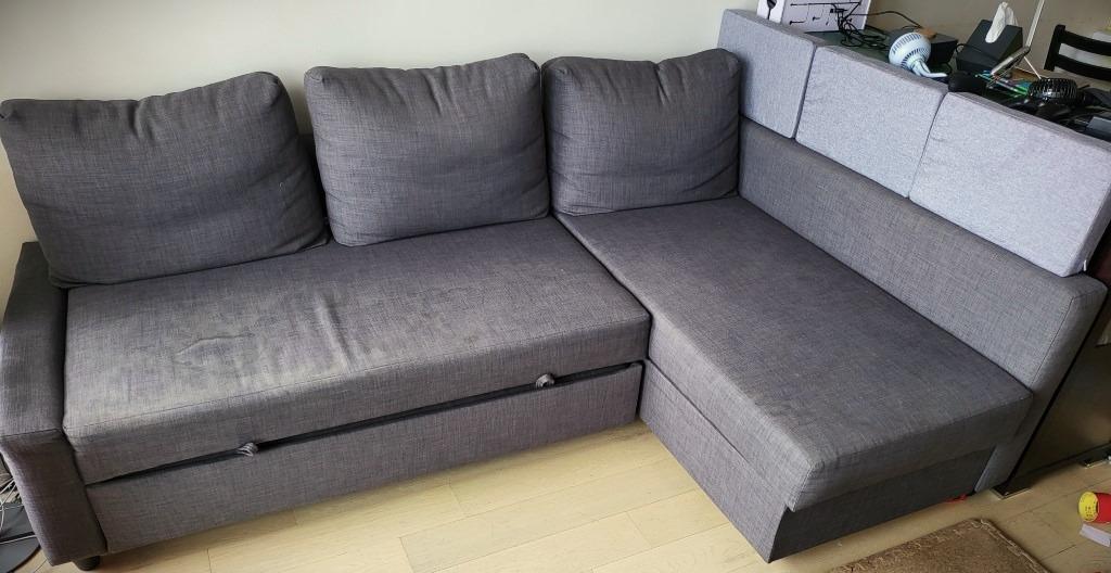 IKEA FRIHETEN Corner sofabed with storage, hyllie dark grey, 傢俬＆家居, 傢俬