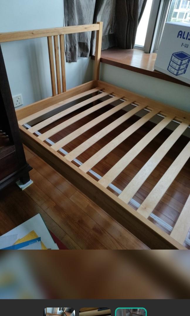 Ikea Fjellse single bed + Luroy base, Furniture & Home Living