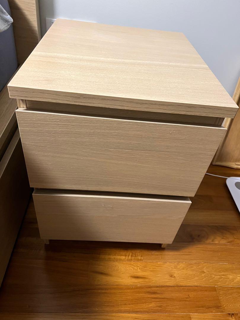 IKEA MALM side table 2 drawers x2, Furniture & Home Living, Furniture