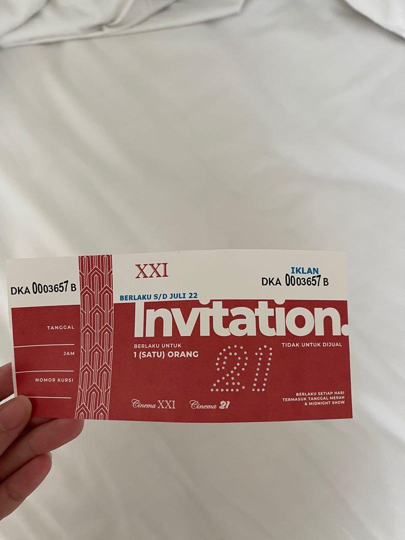 Invitation Ticket cinema XXI, Tiket & Voucher, Tiket Acara di Carousell
