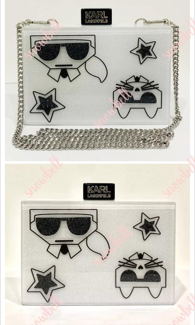 Clutch bag Karl Lagerfeld Silver in Plastic - 36280294