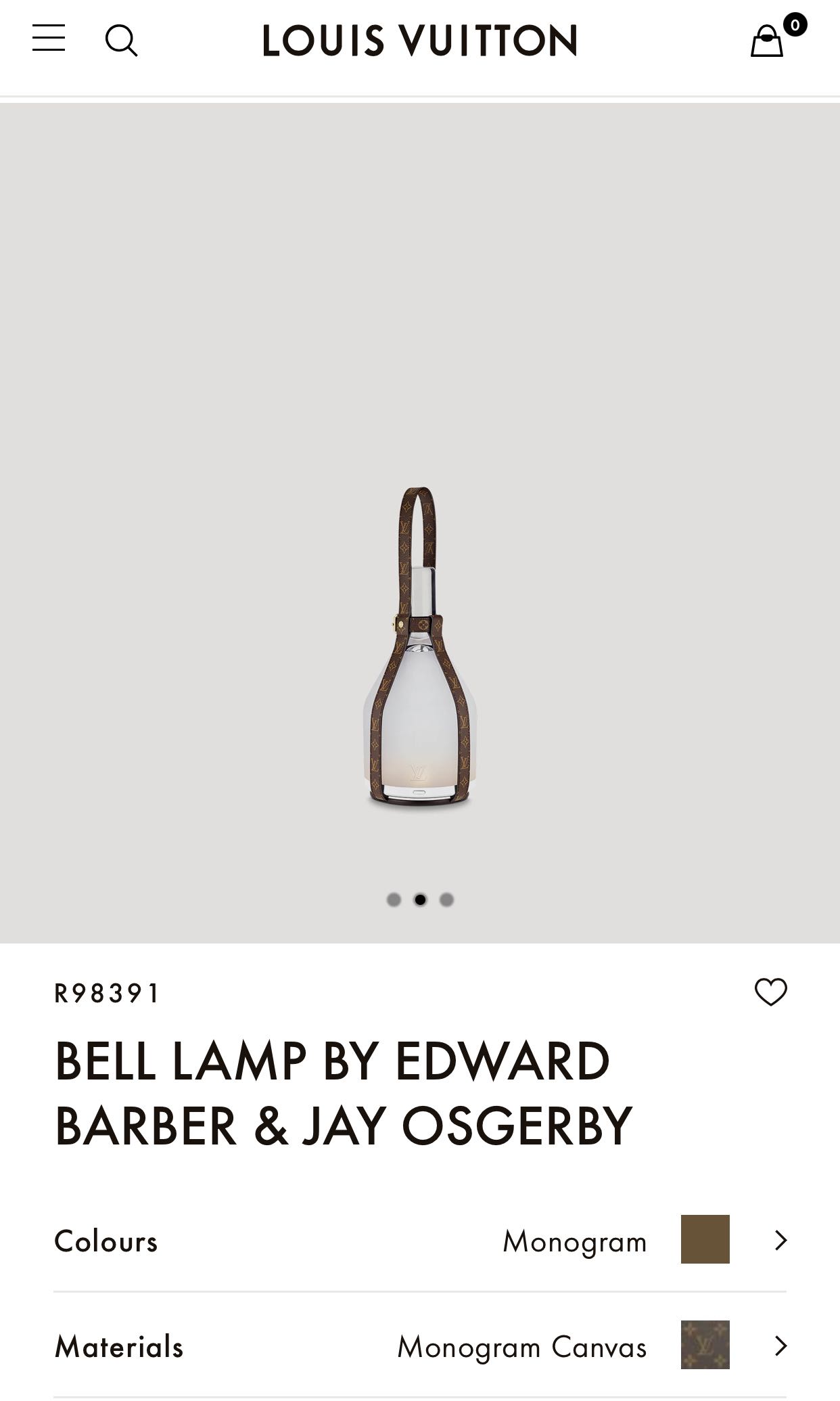LOUIS VUITTON BELL LAMP BY EDWARD BARBER & JAY OSGERBY, Luxury, Accessories  on Carousell