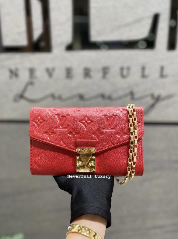Louis Vuitton Saint Germain Pochette Empreinte Chain Wallet Red