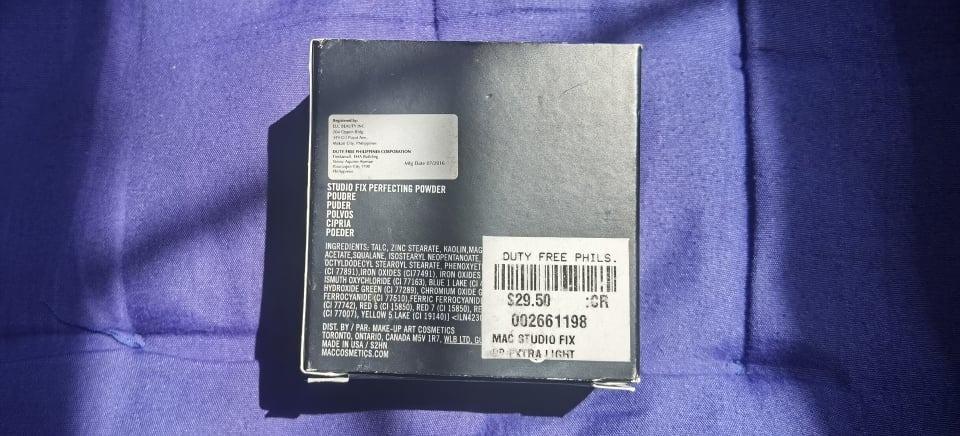 MAC Studio Fix Perfecting Powder (8g) - Extra Light (Category: Makeup) located in Manila. Submitted by icedlava (Listing ID 1162157398, Image 3). Description: MAC Studio Fix Perfecting Powder (8g) - Extra Light https://www.amazon.com/MAC-Studio-Fix-Perfecting-Powder/dp/B01M74N4F8 Product Benefits : Blendable, Crease Resistant, Long-wearing, Natural Looking Skin Tone : Extra Light Item Weight 8 Grams Used only a small amount. Already sanitized via