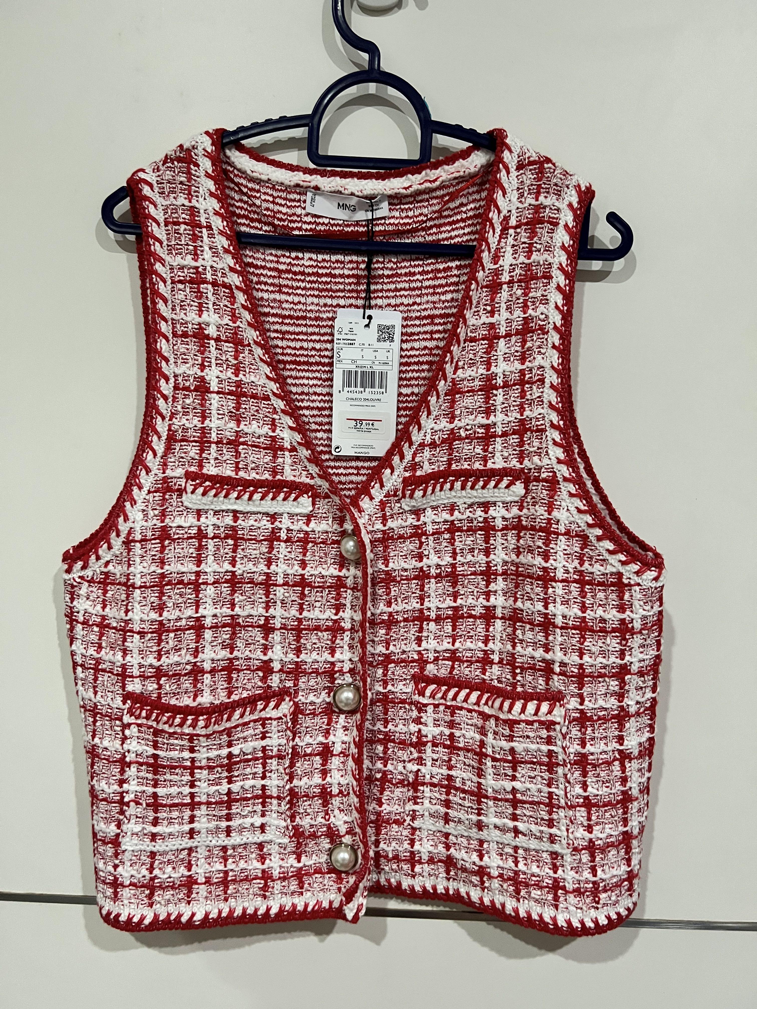Mango Tweed Vest, Women's Fashion, Tops 