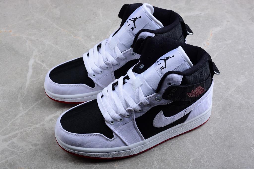 NIKE Air Jordan 1 Mid SE Utility Canvas White Black Gym Red shoes