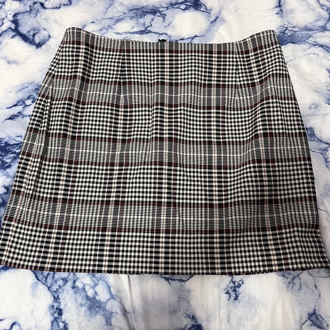 Black plaid grid sales skirt