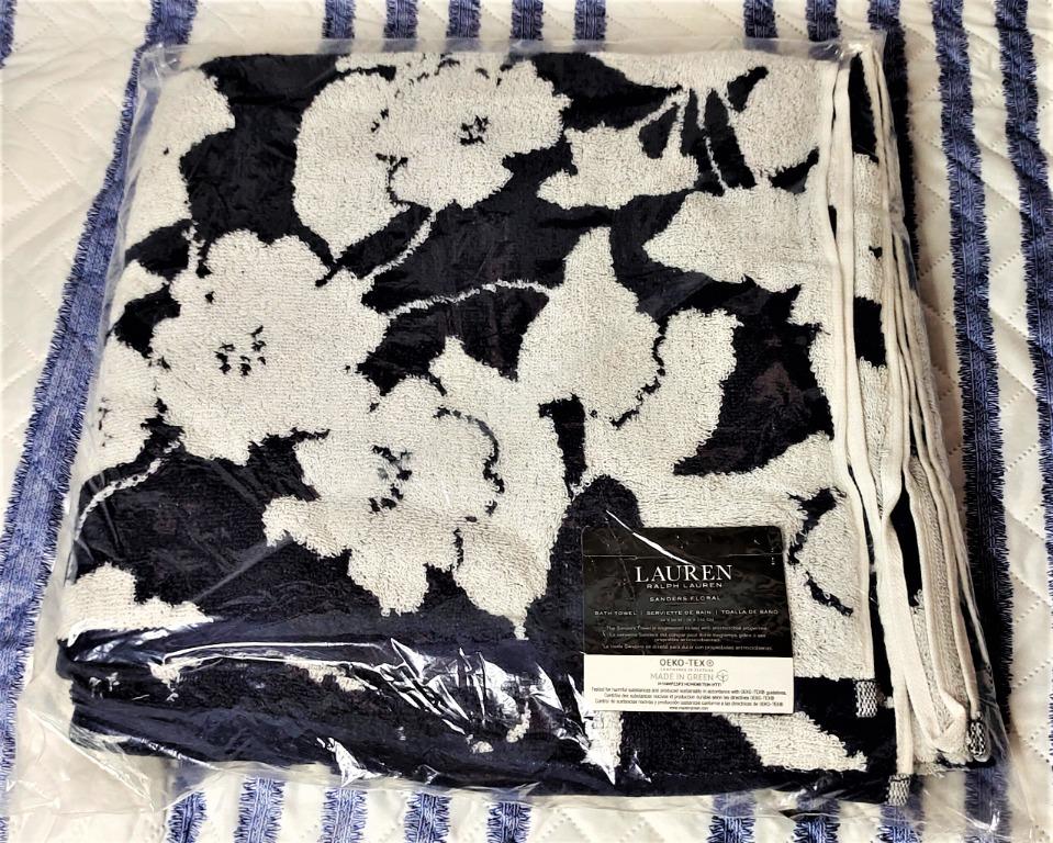 RALPH LAUREN SANDERS ANTIMICROBIAL FLORAL BATH TOWEL 30 X56