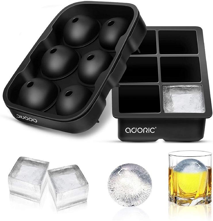 Ice Cube Tray Silicone Ice Trays for Freezer with Lid 3 Pack Large Round Ice Ball Maker Reusable BPA Free Ice Cube Trays Bourbon Ice Molds Container Sphere Square Honeycomb Ice Cube Mold for Whiskey 