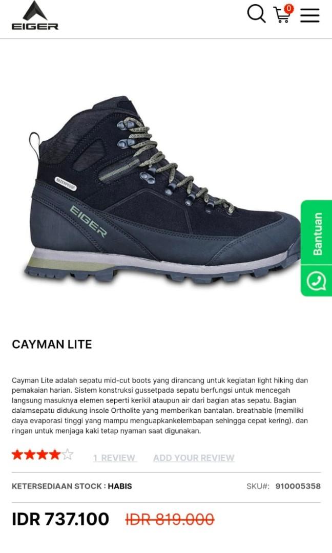 Sepatu Trekking Eiger Original Cayman Lite Ukuran 43, Fesyen Pria
