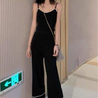 Summer suit female 2022 new camisole top casual sports wide leg pants fashion casual two-piece set