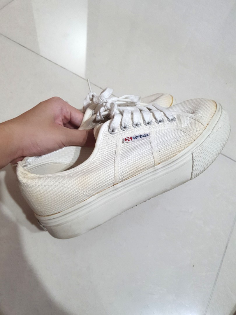 superga white flatforms
