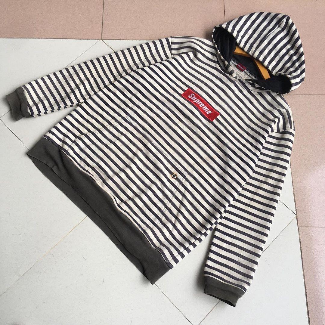 supreme white striped hoodie