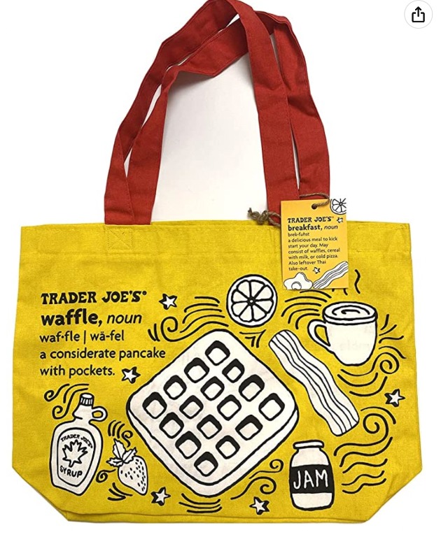 Trader Joe's Reusable Shopping Bag Breakfast Waffle Toast Milk Heavy
